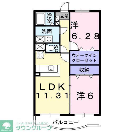 ランデュール城西(2LDK/1階)の間取り写真