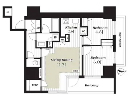 シティインデックス西日暮里(2LDK/2階)の間取り写真