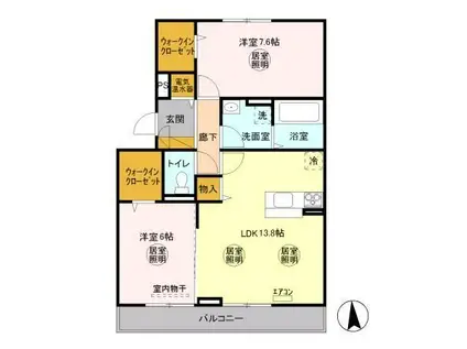 グランファミーユ(2LDK/2階)の間取り写真