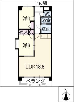 リバーパーク植田東(2LDK/6階)の間取り写真