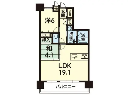 アルファステイツ熊本駅前 1006号(2LDK/10階)の間取り写真