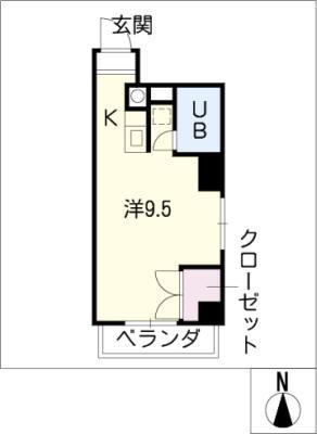 大口平和マンション(ワンルーム/5階)の間取り写真