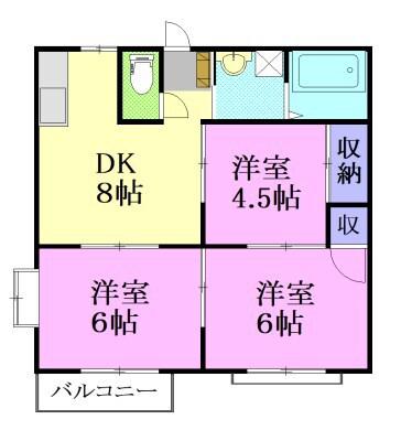 エルディムYAYOI(3DK/1階)の間取り写真