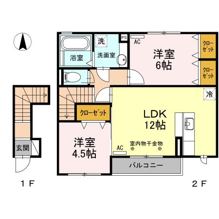 JR東海道本線 西焼津駅 徒歩24分 2階建 築10年(2LDK/2階)の間取り写真