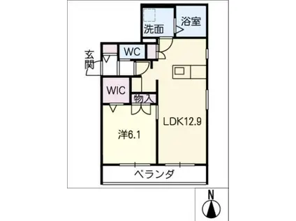 メゾングロリア(1LDK/4階)の間取り写真