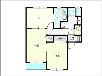 ティアラ(2DK/1階)の間取り写真