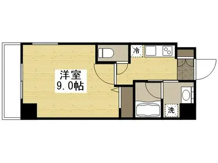 THE MODERN 京町(1K/9階)の間取り写真