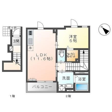 市原市姉崎アパート(1LDK/2階)の間取り写真