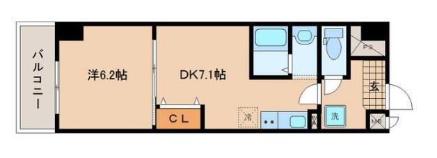 アスコット薬師堂駅前(1DK/4階)の間取り写真