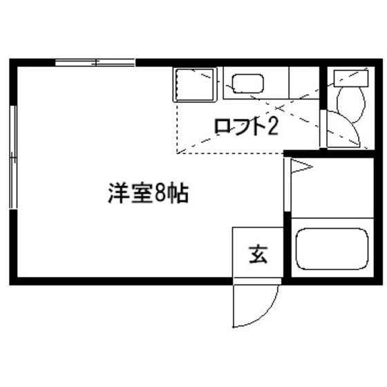 コートリバーサイド(ワンルーム/1階)の間取り写真
