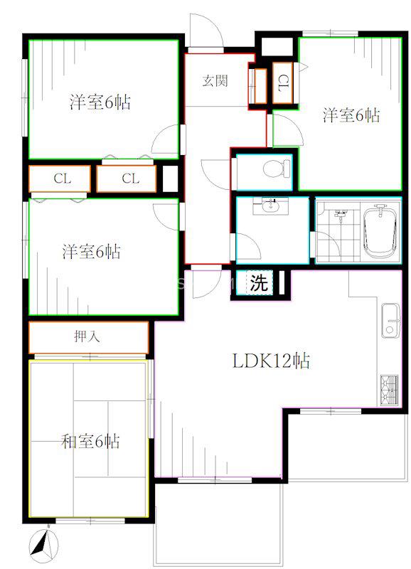 パークサイド野川公園(4LDK/2階)の間取り写真