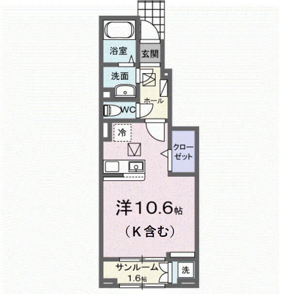 S・GVI(ワンルーム/1階)の間取り写真