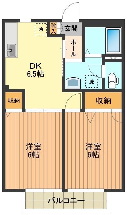 サントゥールB(2DK/2階)の間取り写真