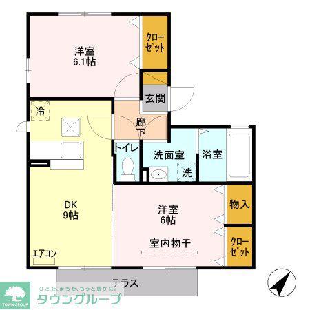 ベルドミール(2DK/1階)の間取り写真