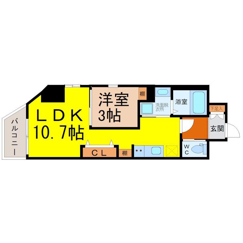 フェリス浄心(1LDK/8階)の間取り写真
