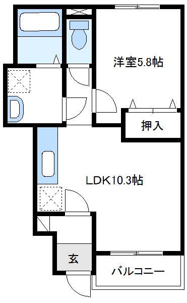 ベルストリーム(1LDK/1階)の間取り写真