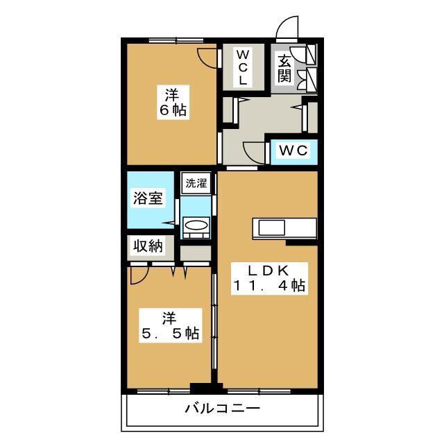 GRANDY VILLA CENTRAL PARK I(2LDK/3階)の間取り写真
