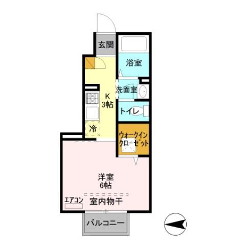CASA芝塚MT(1K/1階)の間取り写真