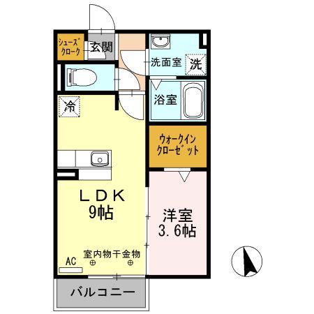 パルフェ(1LDK/2階)の間取り写真
