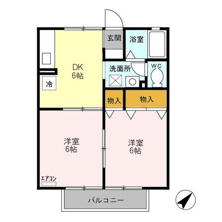 フェニックスC(2DK/2階)の間取り写真
