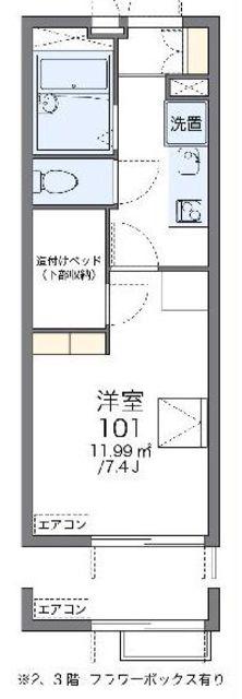 レオパレスピーチハイツ(1K/2階)の間取り写真