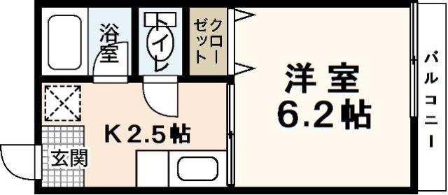 シティハイム吉見園(1K/2階)の間取り写真