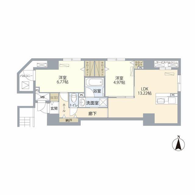 SKYWOOD錦糸町(2LDK/2階)の間取り写真