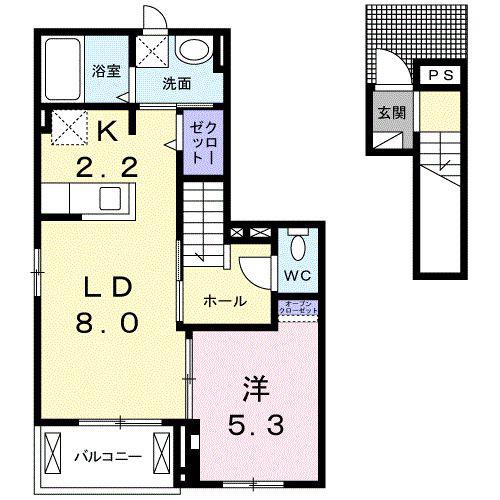 ローズグランツ(1LDK/2階)の間取り写真
