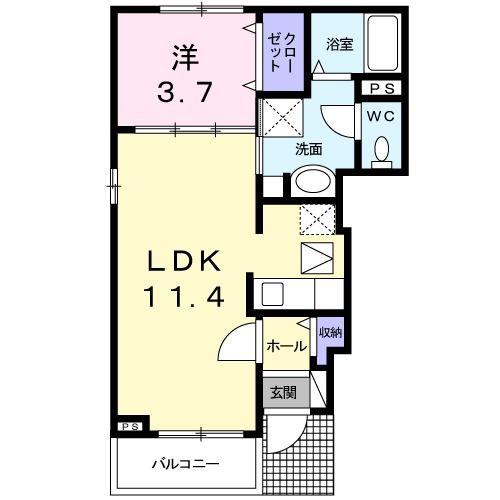 レオ・ハナ A(1LDK/1階)の間取り写真