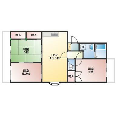 セントラルハイツD棟(3LDK/1階)の間取り写真