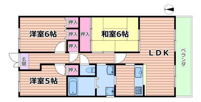 ソシエ北大阪壱期棟(3LDK/10階)の間取り写真