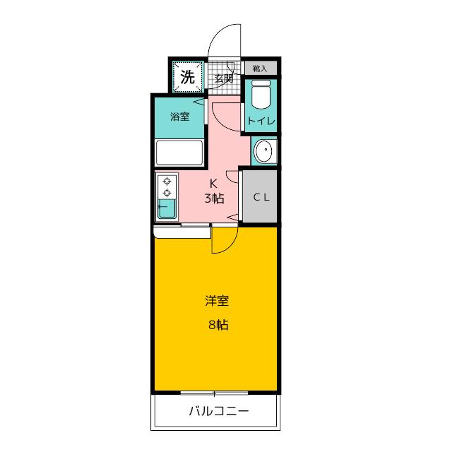 エンクレスト天神東II(1K/3階)の間取り写真