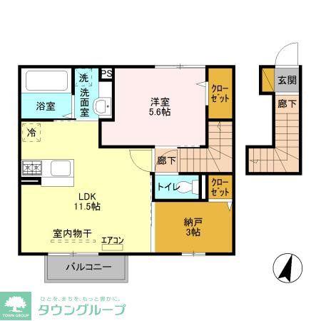 エスポワールIII(1SLDK/2階)の間取り写真