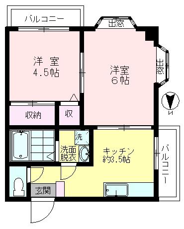 ドゥエリング藤雅(2K/3階)の間取り写真