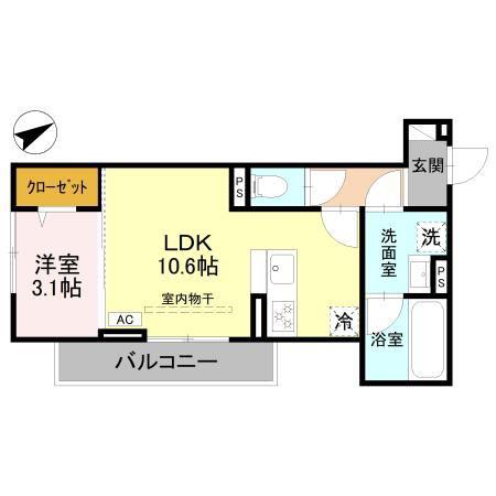 D-GRAN本町(1LDK/3階)の間取り写真