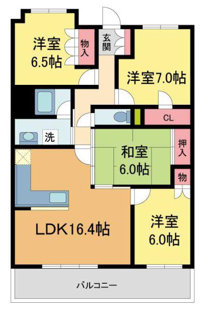 グランアッシュ甲陽園コリーヌドゥサンス(4LDK/2階)の間取り写真