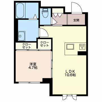 LA CLARTE(1LDK/1階)の間取り写真