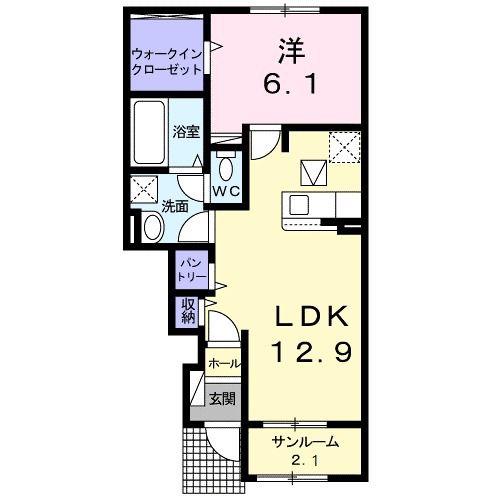 ラッキー スター(1LDK/1階)の間取り写真