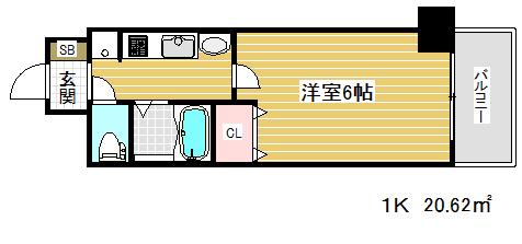 エステムコート三宮イーストⅡリベルテ(1K/1階)の間取り写真