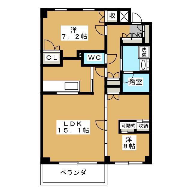 パークヒルズ紅葉山(2LDK/2階)の間取り写真