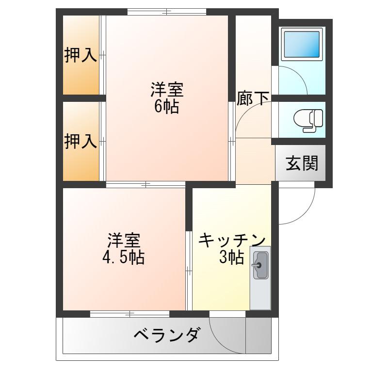 霞雅ビルB棟(2K/3階)の間取り写真