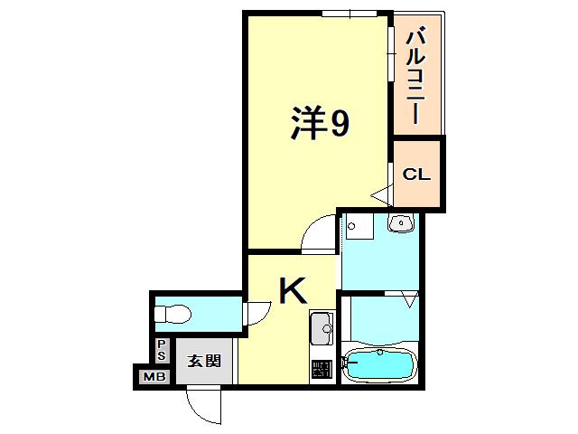 フジパレス西宮戎5番館(1K/1階)の間取り写真