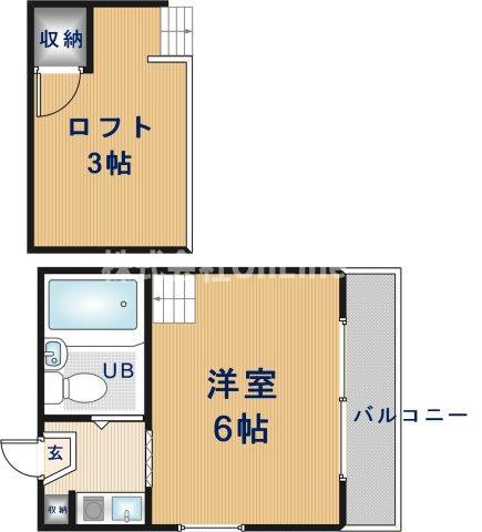スリーテンロフト(1K/2階)の間取り写真