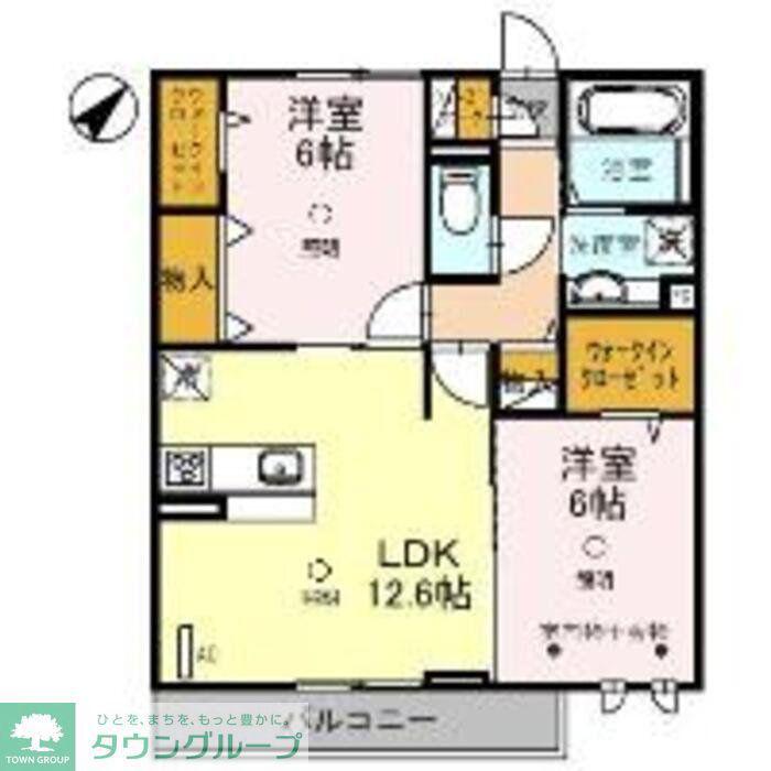 メイプルシャトー(2LDK/1階)の間取り写真