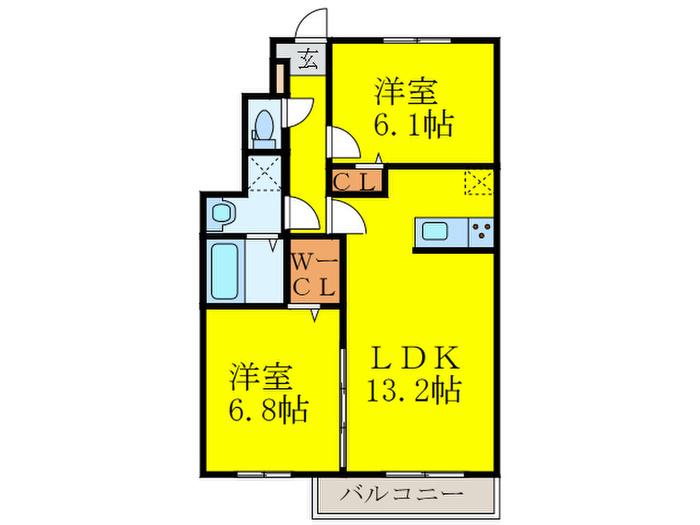 アルミック山荘A棟(2LDK/1階)の間取り写真