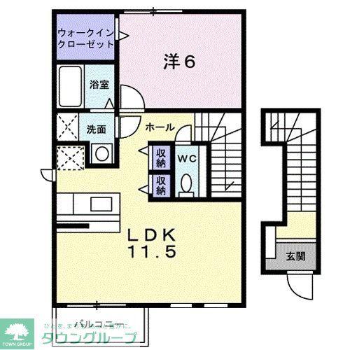 アンソレイユ(1LDK/2階)の間取り写真