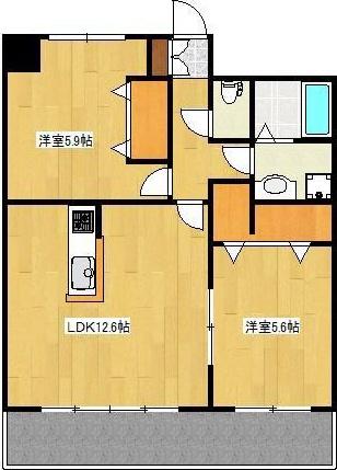 クロノス16月出(2LDK/4階)の間取り写真