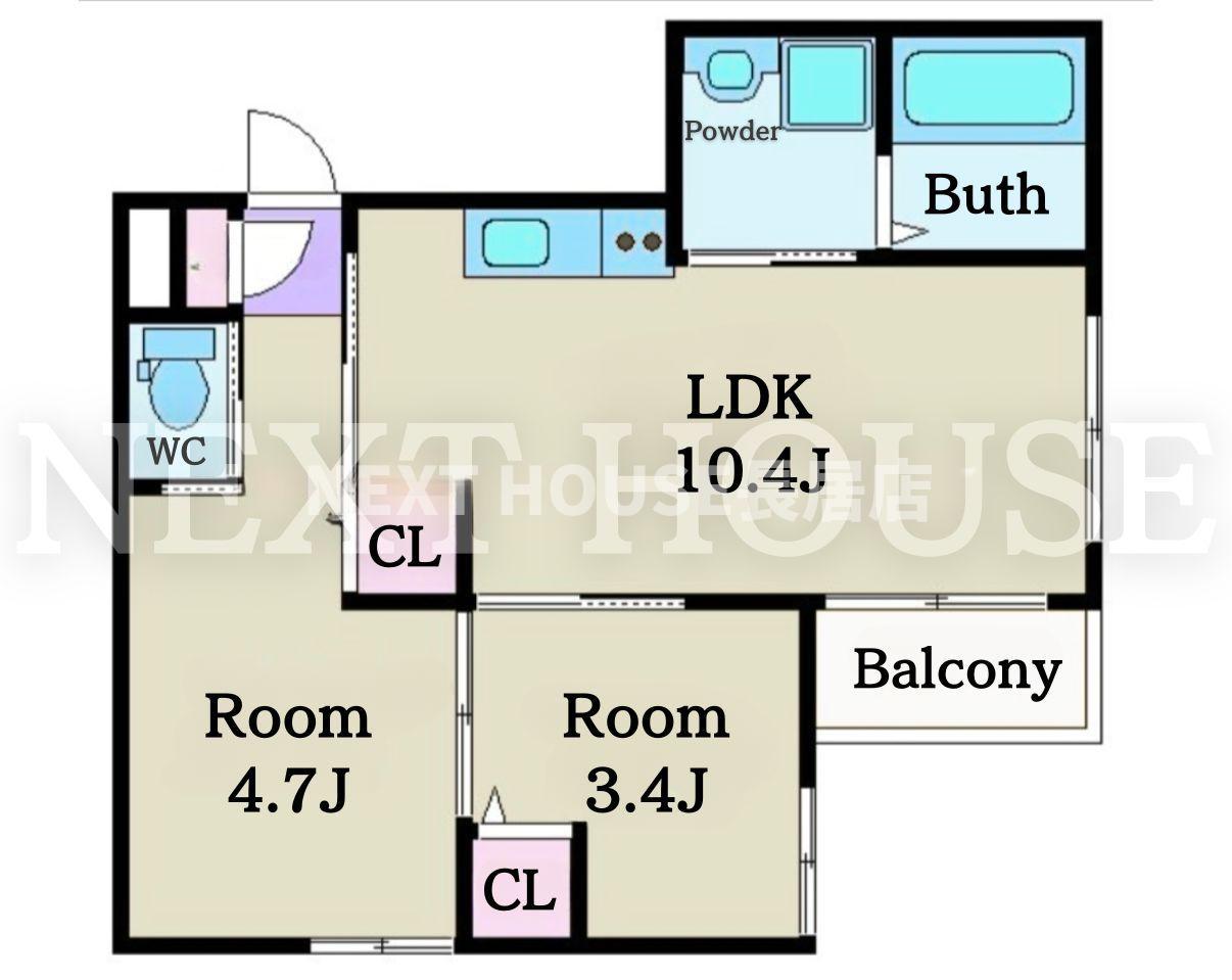 フォルモント住之江(2LDK/3階)の間取り写真