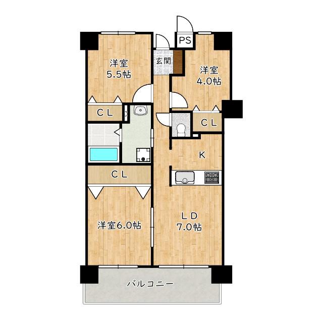 ライオンズマンション大阪狭山弐番館(3LDK/9階)の間取り写真