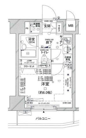 コンシェリア新橋(1K/14階)の間取り写真